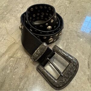 Black Studded Leather Belt